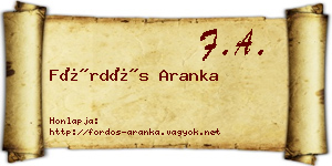 Fördős Aranka névjegykártya